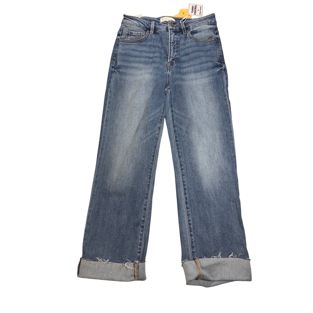 NEW Risen Los Angeles Jeans Womens Size 11/30 Medium Wash Cuffed Hem Denim Pants